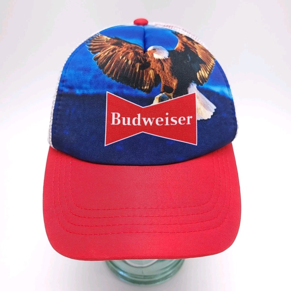 Budweiser H3 Bud Bald Eagle Mesh Trucker Red White Blue‎ Snapback Hat Cap